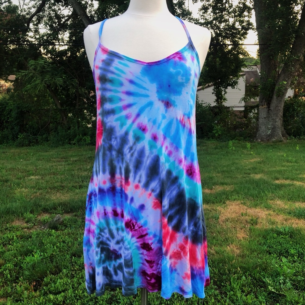 Tie Dye Flowy Dress Rainbow Double Spiral